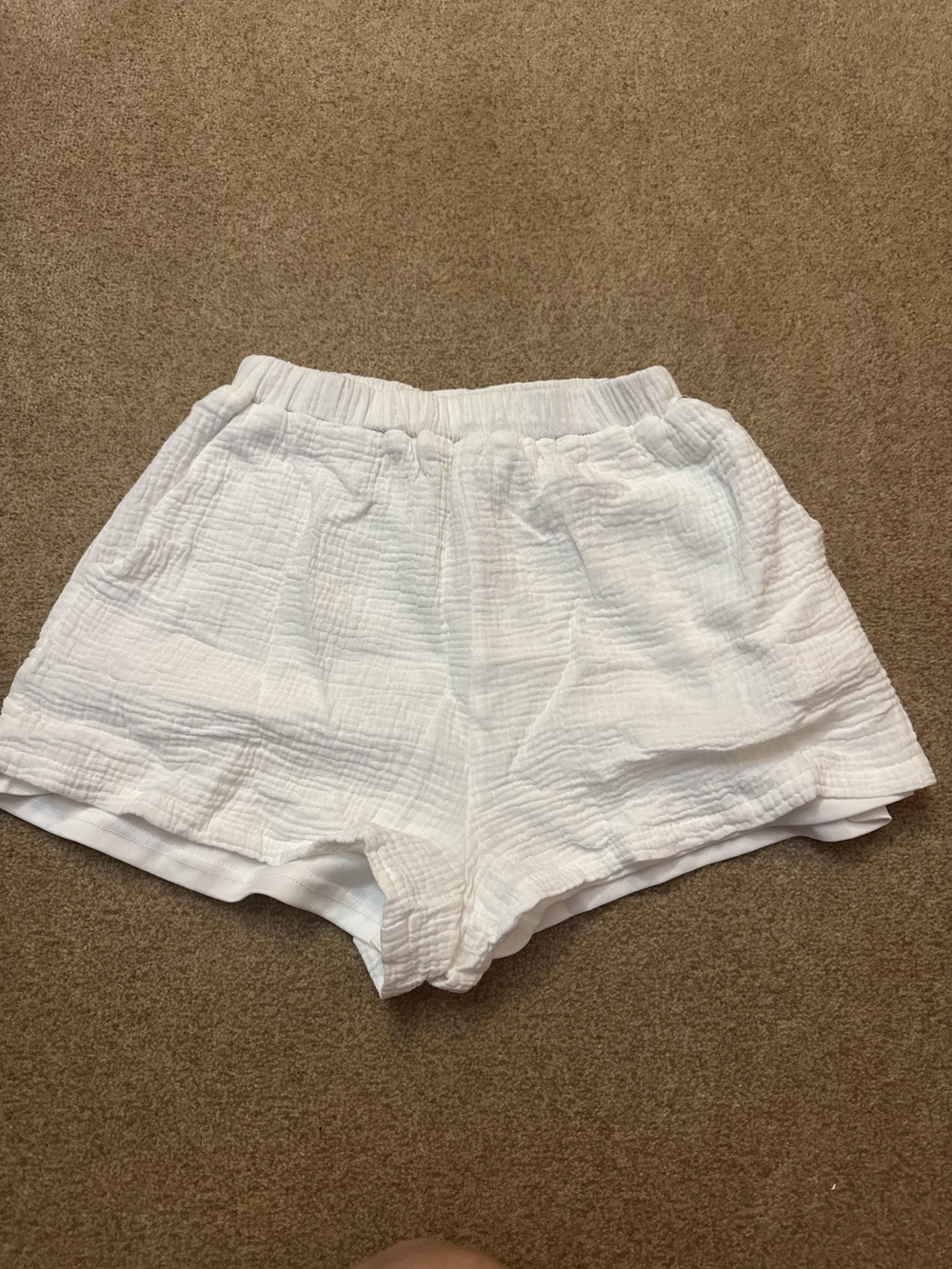 Princess Polly White Textured Athletic Lounge Shorts
